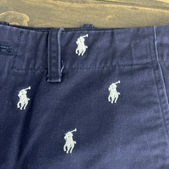 Ralph Lauren Sport Shorts Womens Size 6 Navy Blue Embroidered Pony Chino Summer - Picture 6 of 12